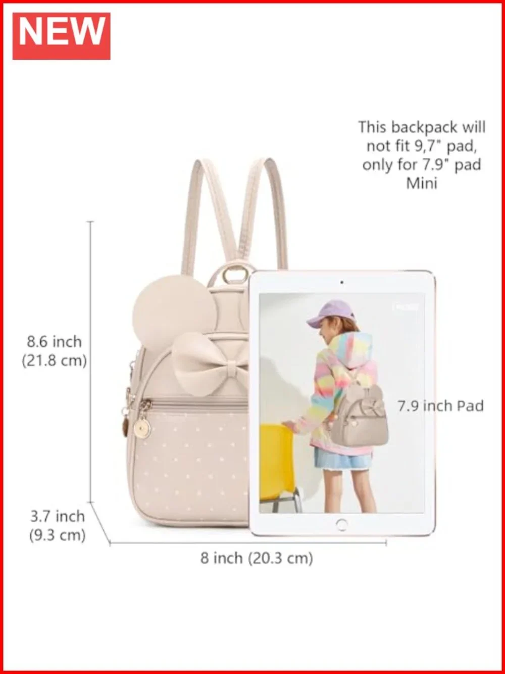 Mini Bowknot Quilted PU Leather Backpack for Women Daypack